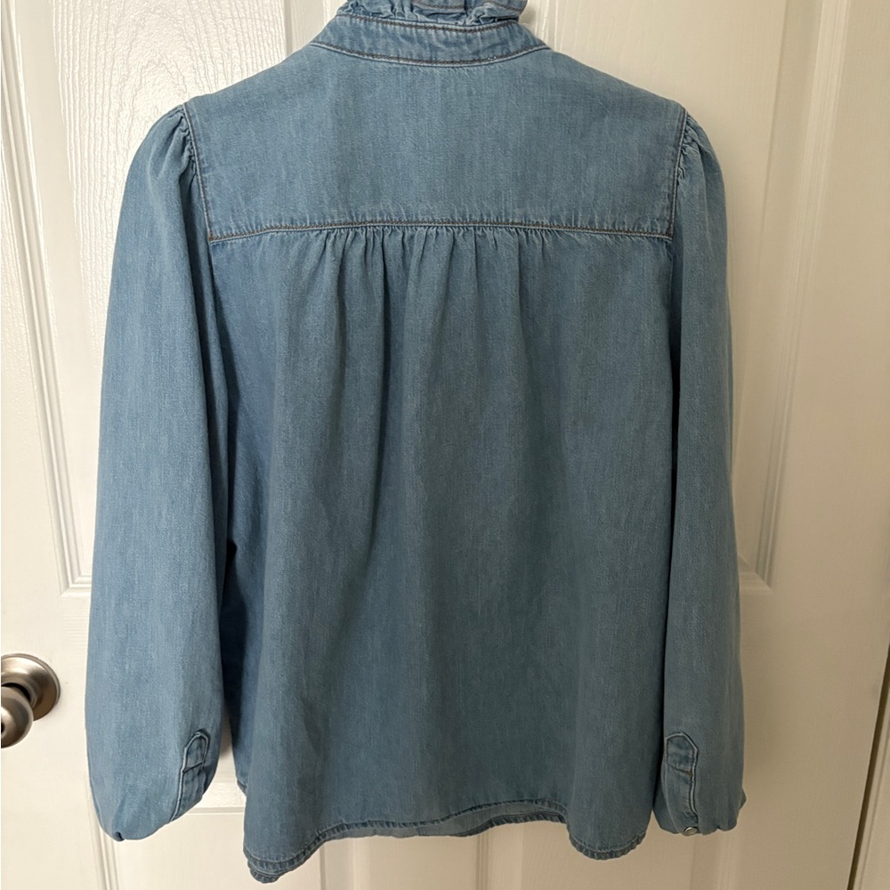 ba&sh Blue Puff Sleeve Ruffled Blouse - Picture 2 of 2